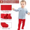 imageZando Opaque Cotton Tights for Baby Girls Infants ampamp Toddlers Cozy Winter Leggings with Cable Knit Design Size 03M to 67TChristmas Red