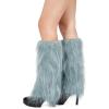 imageZando Women Y2K Fur Leg Warmers Soft Furry Leg Warmers for Women Winter Fluffy Boot Cuffs Covers Halloween Santa CostumeBlue Grey