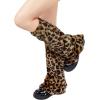 imageZando Women Y2K Fur Leg Warmers Soft Furry Leg Warmers for Women Winter Fluffy Boot Cuffs Covers Halloween Santa CostumeBrown Leopard