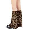 imageZando Women Y2K Fur Leg Warmers Soft Furry Leg Warmers for Women Winter Fluffy Boot Cuffs Covers Halloween Santa CostumeBrown Leopard