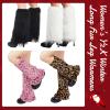 imageZando Women Y2K Fur Leg Warmers Soft Furry Leg Warmers for Women Winter Fluffy Boot Cuffs Covers Halloween Santa CostumeBrown Leopard
