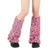 imageZando Women Y2K Fur Leg Warmers Soft Furry Leg Warmers for Women Winter Fluffy Boot Cuffs Covers Halloween Santa CostumePink Leopard