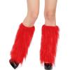 imageZando Women Y2K Fur Leg Warmers Soft Furry Leg Warmers for Women Winter Fluffy Boot Cuffs Covers Halloween Santa CostumeRed
