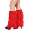 imageZando Women Y2K Fur Leg Warmers Soft Furry Leg Warmers for Women Winter Fluffy Boot Cuffs Covers Halloween Santa CostumeRed