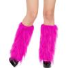 imageZando Women Y2K Fur Leg Warmers Soft Furry Leg Warmers for Women Winter Fluffy Boot Cuffs Covers Halloween Santa CostumeRose Red