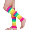 imageZando Womens Fashion Warmers Adult Junior 80s Ribbed Knitted Long Socks for Party Sports Casual SocksX Rainbow