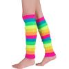 imageZando Womens Fashion Warmers Adult Junior 80s Ribbed Knitted Long Socks for Party Sports Casual SocksX Rainbow