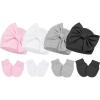 imageZando Baby Hats Newborn Girl Hat with Big Bow Cotton Baby Beanie Hat and Mitten Set Infant Baby Winter Hat for Girls Boys4pcs White  Pink  Grey  Black