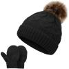 imageZando Baby Newborn Hats Knit Soft Infant Kids Winter Hat Pom Pom Warm Christmas Beanie Hat and Mitten Set for Boys GirlsB Black
