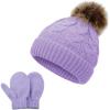 imageZando Baby Newborn Hats Knit Soft Infant Kids Winter Hat Pom Pom Warm Christmas Beanie Hat and Mitten Set for Boys GirlsB Light Purple