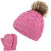 imageZando Baby Newborn Hats Knit Soft Infant Kids Winter Hat Pom Pom Warm Christmas Beanie Hat and Mitten Set for Boys GirlsB Rose Purple