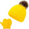 imageZando Baby Newborn Hats Knit Soft Infant Kids Winter Hat Pom Pom Warm Christmas Beanie Hat and Mitten Set for Boys GirlsB0 Yellow