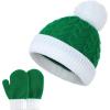 imageZando Baby Newborn Hats Knit Soft Infant Kids Winter Hat Pom Pom Warm Christmas Beanie Hat and Mitten Set for Boys GirlsGreen  White