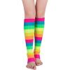 imageZando Womens Fashion Warmers Adult Junior 80s Ribbed Knitted Long Socks for Party Sports Casual SocksX Rainbow