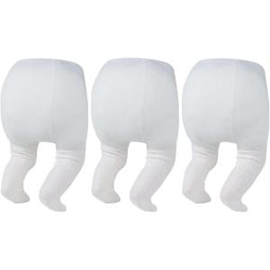 imageZando Opaque Cotton Tights for Baby Girls Infants ampamp Toddlers Cozy Winter Leggings with Cable Knit Design Size 03M to 67T3 Pack White
