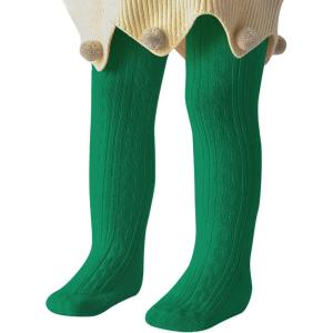 imageZando Opaque Cotton Tights for Baby Girls Infants ampamp Toddlers Cozy Winter Leggings with Cable Knit Design Size 03M to 67TB Green 624