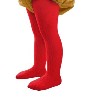 imageZando Opaque Cotton Tights for Baby Girls Infants ampamp Toddlers Cozy Winter Leggings with Cable Knit Design Size 03M to 67TC Red 24
