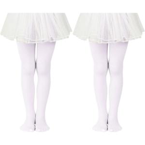 imageZando Ultra Soft Ballet Tights for Girls Footed Dance Tights Colorful Girls Leggings212T ToddlerLittle KidBig KidGirls 2 White