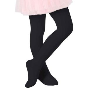imageZando Ultra Soft Ballet Tights for Girls Footed Dance Tights Colorful Girls Leggings212T ToddlerLittle KidBig KidGirls Black