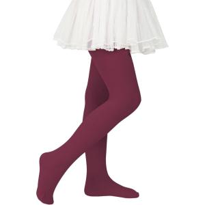 imageZando Ultra Soft Ballet Tights for Girls Footed Dance Tights Colorful Girls Leggings212T ToddlerLittle KidBig KidGirls Burgundy