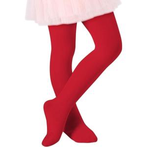 imageZando Ultra Soft Ballet Tights for Girls Footed Dance Tights Colorful Girls Leggings212T ToddlerLittle KidBig KidGirls Red