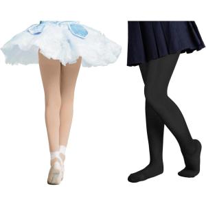 imageZando Ultra Soft Ballet Tights for Girls Footed Dance Tights Colorful Girls Leggings212T ToddlerLittle KidBig KidNudeblack