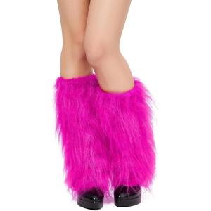 imageZando Women Y2K Fur Leg Warmers Soft Furry Leg Warmers for Women Winter Fluffy Boot Cuffs Covers Halloween Santa CostumeRose Red
