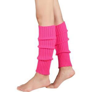 imageZando Womens Fashion Warmers Adult Junior 80s Ribbed Knitted Long Socks for Party Sports Casual SocksA Hot Pink