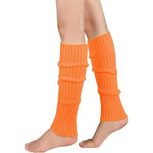 imageZando Womens Fashion Warmers Adult Junior 80s Ribbed Knitted Long Socks for Party Sports Casual SocksB Orange