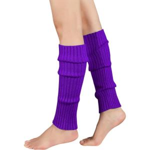 imageZando Womens Fashion Warmers Adult Junior 80s Ribbed Knitted Long Socks for Party Sports Casual SocksB Purple