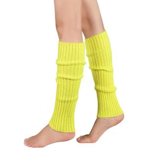 imageZando Womens Fashion Warmers Adult Junior 80s Ribbed Knitted Long Socks for Party Sports Casual SocksB Vitality Yellow