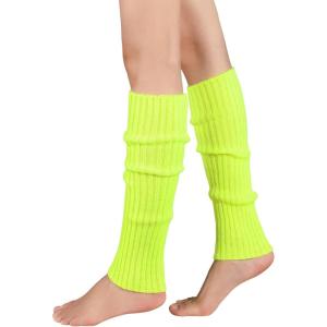 imageZando Womens Fashion Warmers Adult Junior 80s Ribbed Knitted Long Socks for Party Sports Casual SocksB Yellow