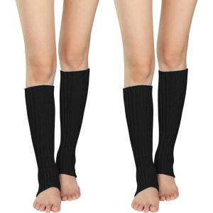 imageZando Womens Fashion Warmers Adult Junior 80s Ribbed Knitted Long Socks for Party Sports Casual SocksD Black  Black