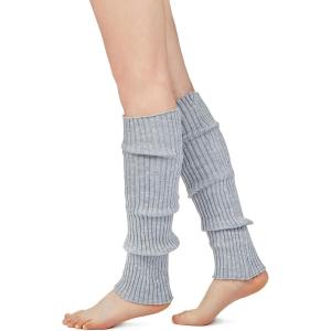 imageZando Womens Fashion Warmers Adult Junior 80s Ribbed Knitted Long Socks for Party Sports Casual SocksJ Grey