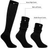 imageZando Slouch Socks Women Scrunch Socks Heavy Soft Extra Long Winter Socks Knee High Knit Boot Socks 80s 90s Socks3 Pairs Black