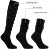 imageZando Slouch Socks Women Scrunch Socks Heavy Soft Extra Long Winter Socks Knee High Knit Boot Socks 80s 90s SocksBlack