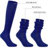 imageZando Slouch Socks Women Scrunch Socks Heavy Soft Extra Long Winter Socks Knee High Knit Boot Socks 80s 90s SocksBlue