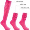 imageZando Slouch Socks Women Scrunch Socks Heavy Soft Extra Long Winter Socks Knee High Knit Boot Socks 80s 90s SocksRose Red