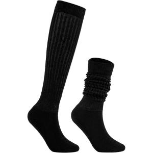 imageZando Slouch Socks Women Scrunch Socks Heavy Soft Extra Long Winter Socks Knee High Knit Boot Socks 80s 90s SocksBlack