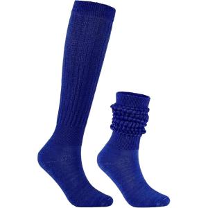 imageZando Slouch Socks Women Scrunch Socks Heavy Soft Extra Long Winter Socks Knee High Knit Boot Socks 80s 90s SocksBlue