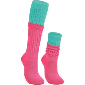 imageZando Slouch Socks Women Scrunch Socks Heavy Soft Extra Long Winter Socks Knee High Knit Boot Socks 80s 90s SocksLake Bluerose Red