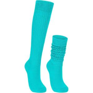 imageZando Slouch Socks Women Scrunch Socks Heavy Soft Extra Long Winter Socks Knee High Knit Boot Socks 80s 90s SocksNeon Blue