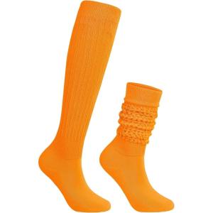 imageZando Slouch Socks Women Scrunch Socks Heavy Soft Extra Long Winter Socks Knee High Knit Boot Socks 80s 90s SocksOrange