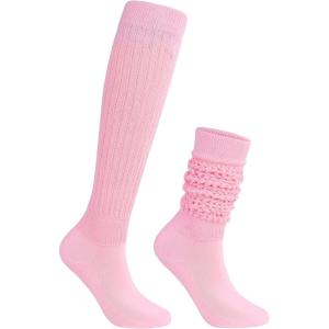 imageZando Slouch Socks Women Scrunch Socks Heavy Soft Extra Long Winter Socks Knee High Knit Boot Socks 80s 90s SocksPink