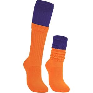 imageZando Slouch Socks Women Scrunch Socks Heavy Soft Extra Long Winter Socks Knee High Knit Boot Socks 80s 90s SocksPurpleorange