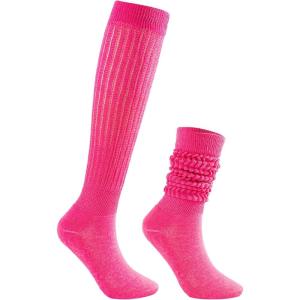 imageZando Slouch Socks Women Scrunch Socks Heavy Soft Extra Long Winter Socks Knee High Knit Boot Socks 80s 90s SocksRose Red