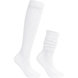 imageZando Slouch Socks Women Scrunch Socks Heavy Soft Extra Long Winter Socks Knee High Knit Boot Socks 80s 90s SocksWhite