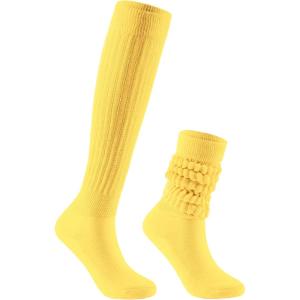 imageZando Slouch Socks Women Scrunch Socks Heavy Soft Extra Long Winter Socks Knee High Knit Boot Socks 80s 90s SocksYellow
