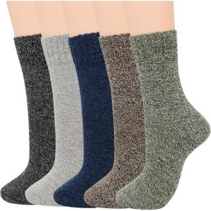 imageZando Womens Wool Socks Winter Athletic Socks Crew Sock Warm Hiking Merino Wool Socks Soft Thick Mid CalfA Pure Dark
