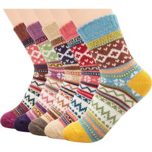 imageZando Womens Wool Socks Winter Athletic Socks Crew Sock Warm Hiking Merino Wool Socks Soft Thick Mid CalfRhomb